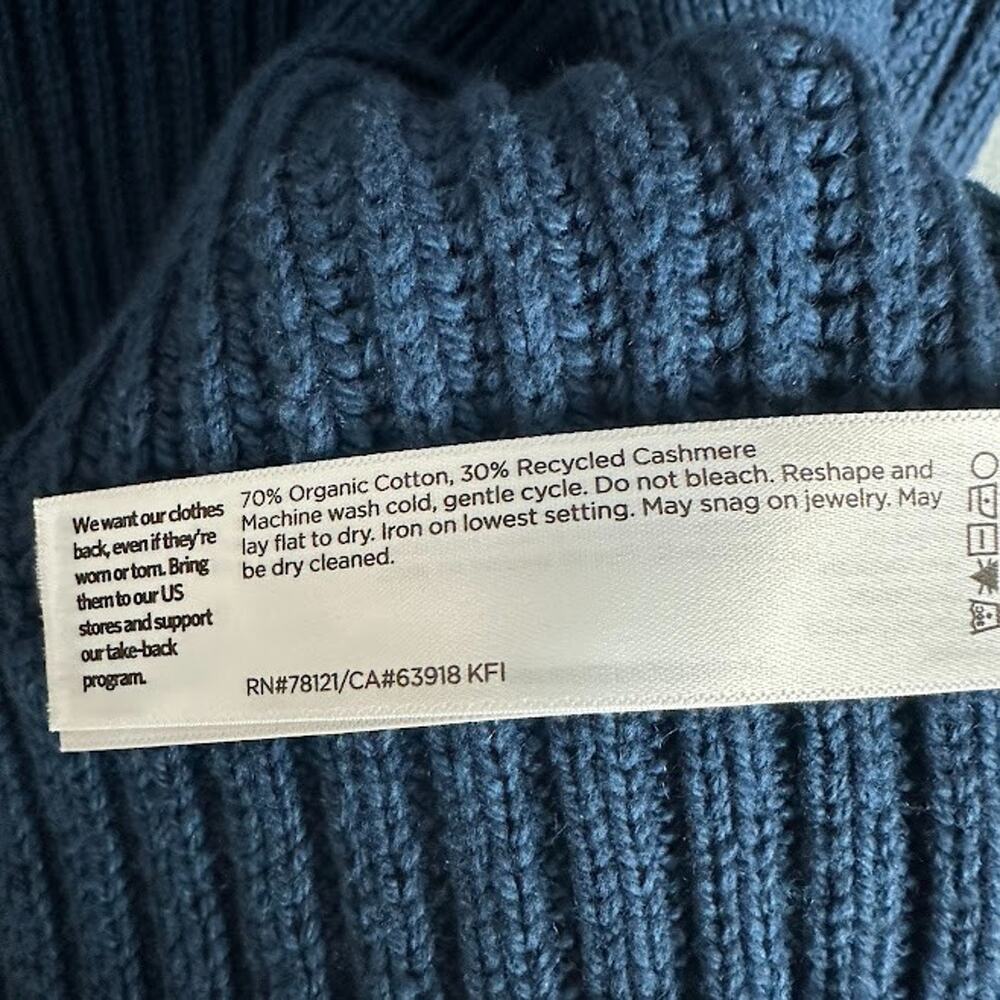 Eileen Fisher Sweater Womens Small Teal Open Cardigan Ribbed Cashmere Organic - Picture 9 of 13
